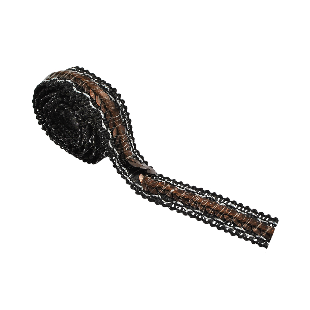 Тесьма пайетки 1,5см №10 /черный, медь/10ярд. Тесьма Разное