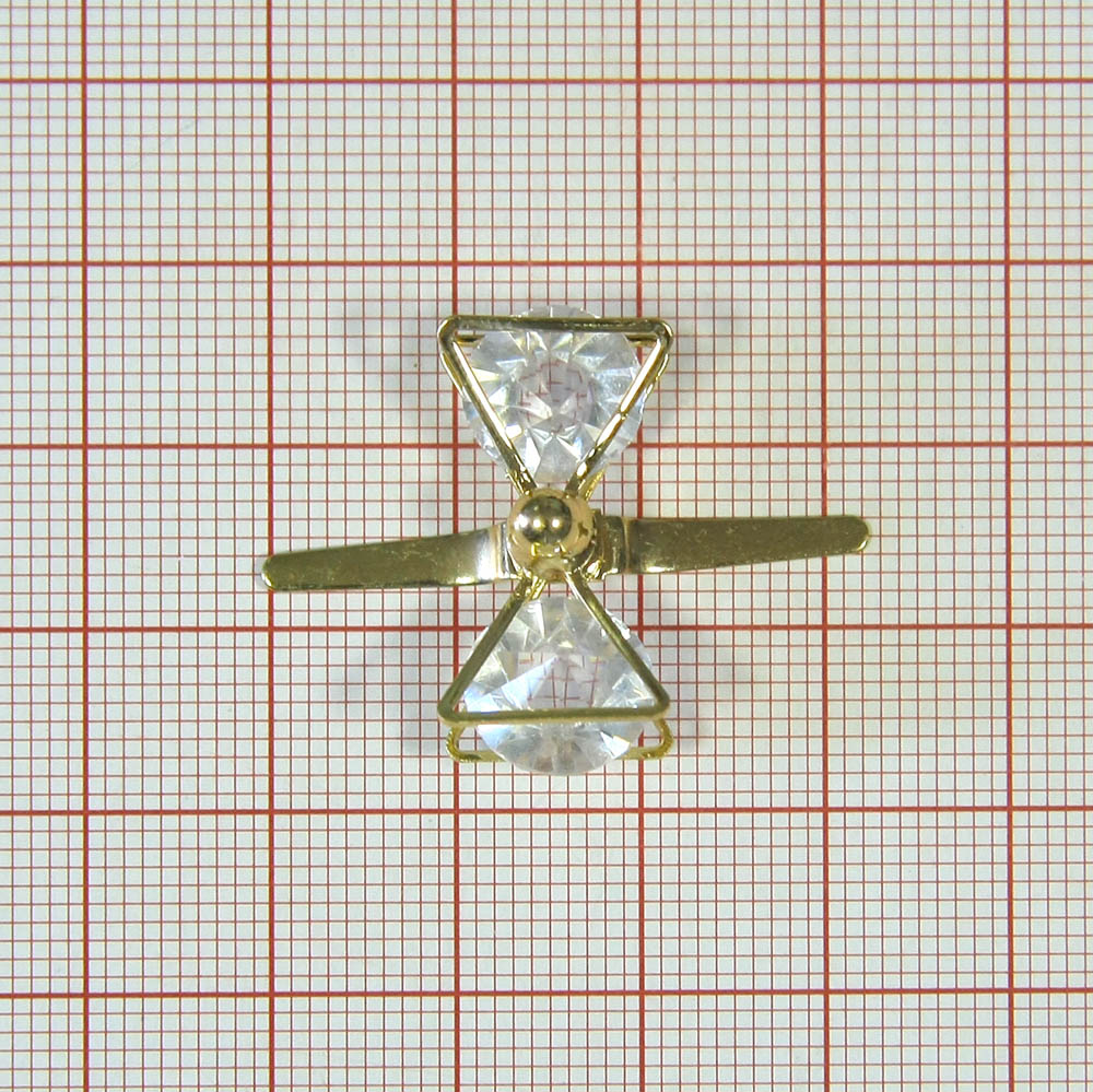 Краб металл Пропеллер Бант 27*12мм GOLD, камни кристалл 10мм. Крабы Металл Геометрия Декор