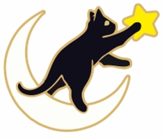 Термоаппликация Черный кот на луне 5,8*7см, черный, желтый, белый. шт. Термоаппликации Накатанный рисунок