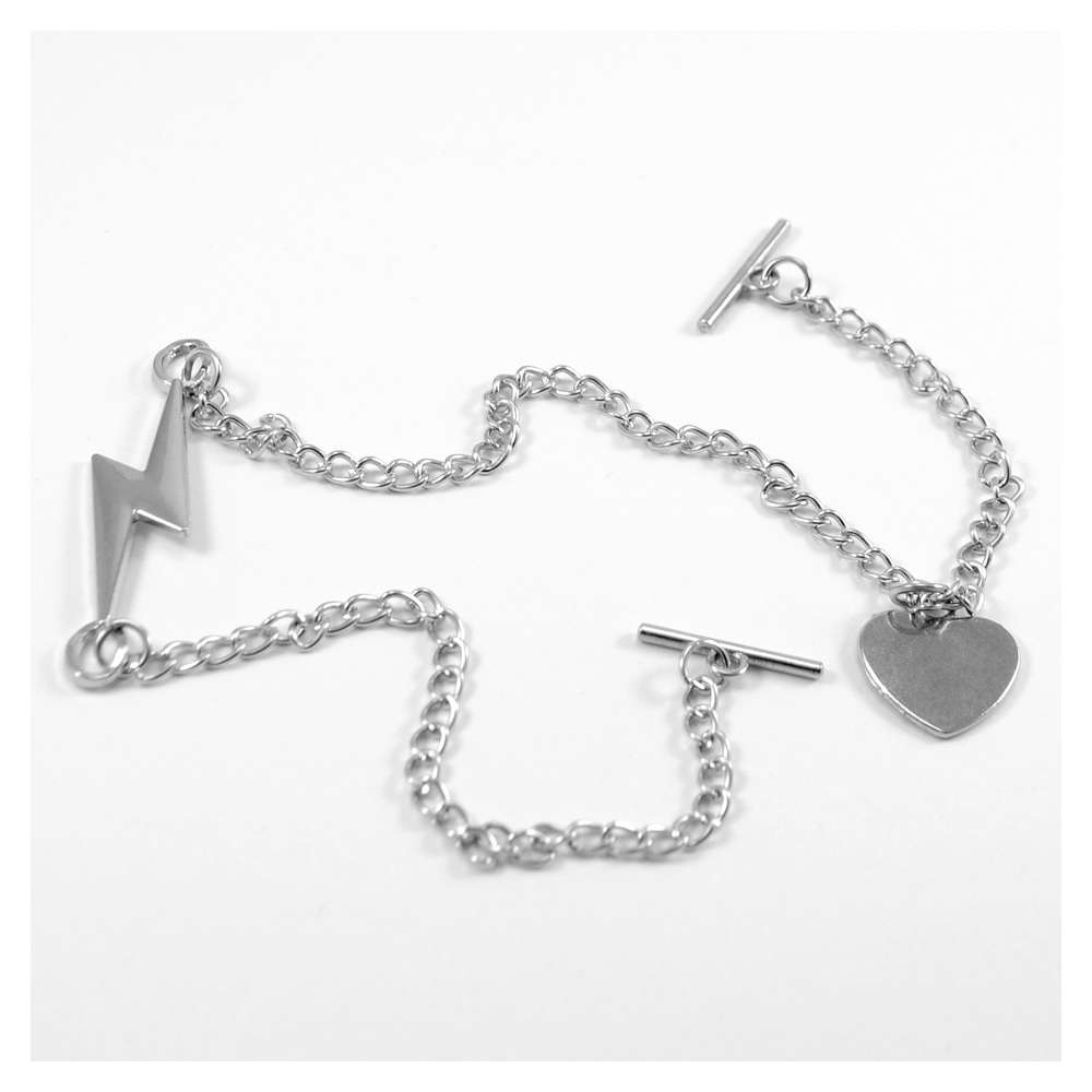 Цепь с подвеской, молния и сердце, 36см, сердце 1,7см, никель, шт. Подвески