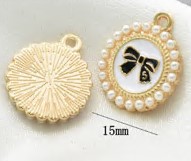 Подвеска металл с бантом, 1,5см, золото, белый, черный, шт. Подвески