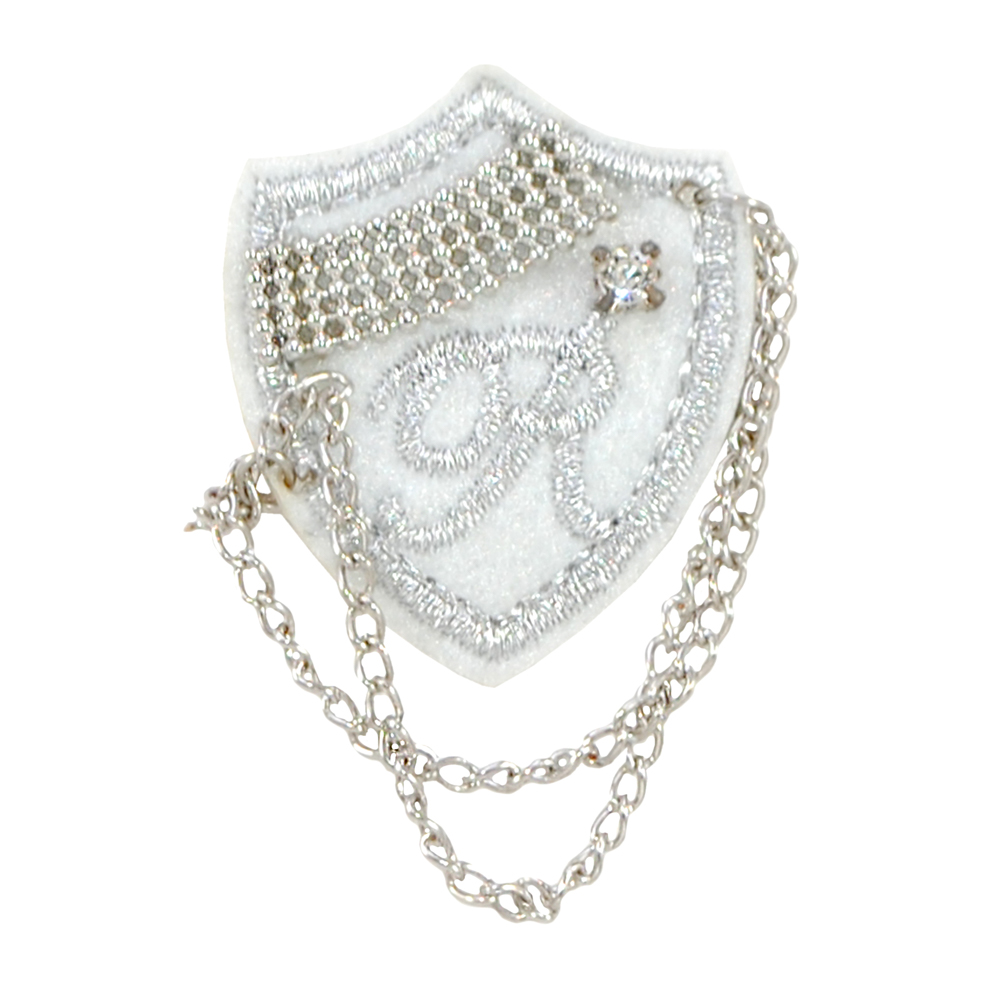 Аппликация декор №196 клеевой A герб белый, цепи NIKEL. Аппликация Декор