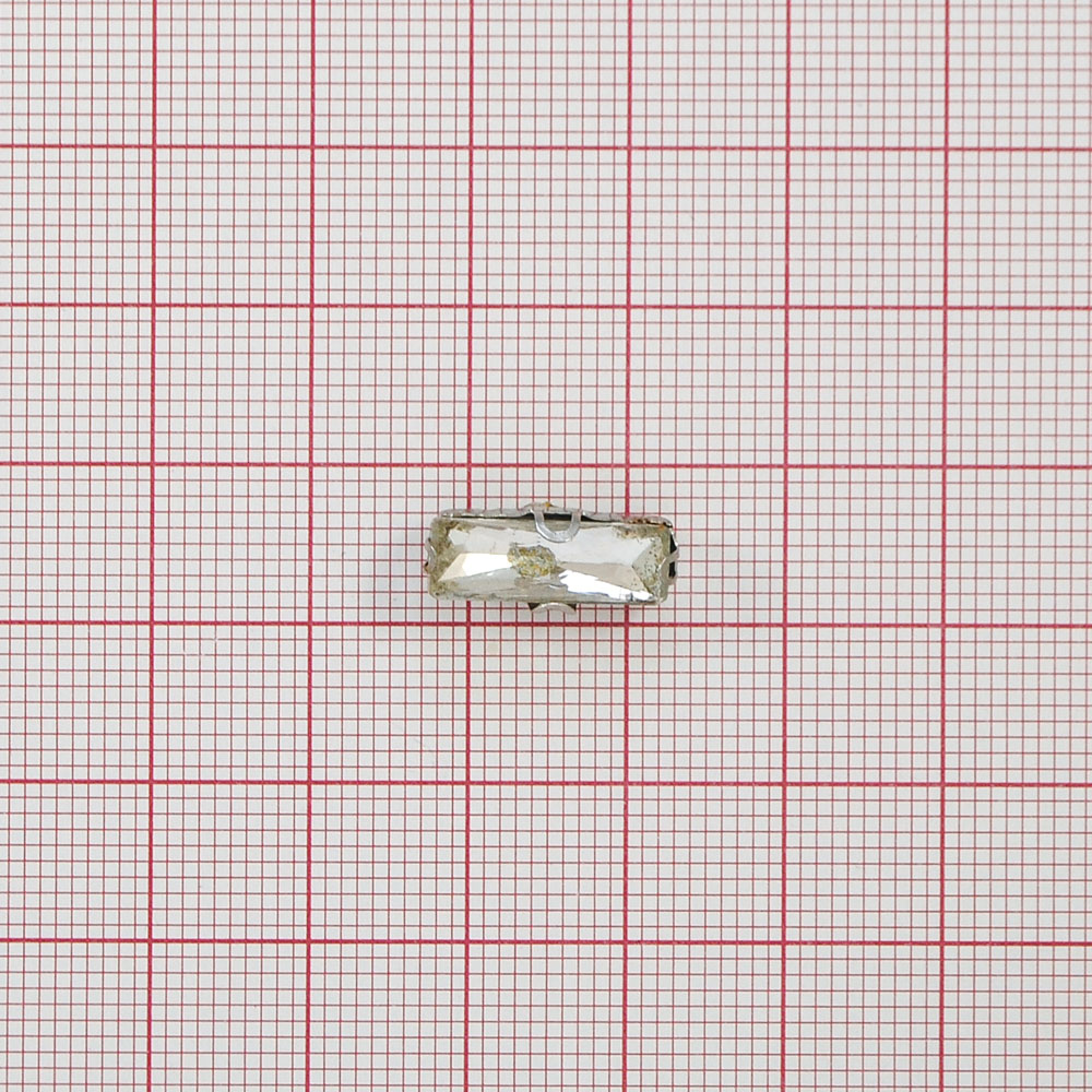 Стразы пришивные в металле, прямоугольник, 5*15мм, белый, шт. Стразы пришивные в металле