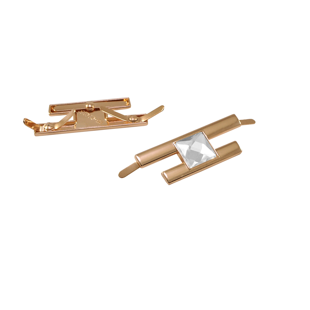 Краб металл B21380 46*17мм GOLD, белый камень, шт. Крабы Металл Геометрия Декор