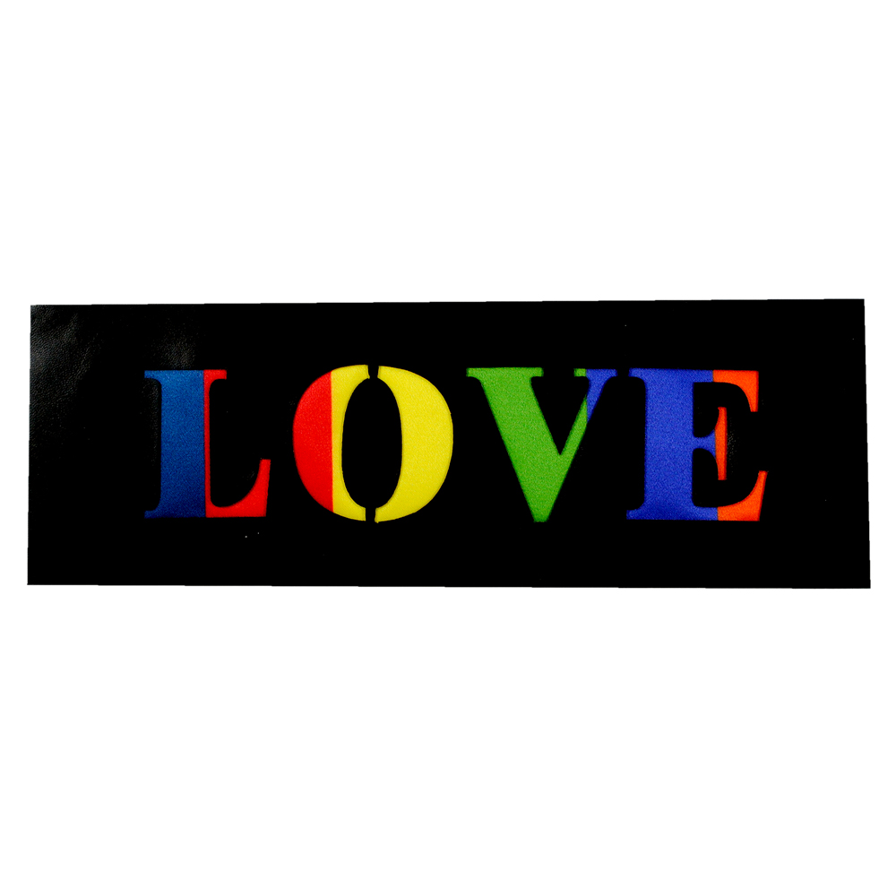 Аппликация клеевая кожзам LOVE 23*8см черная, цветной лого. Аппликации клеевые Кожзам