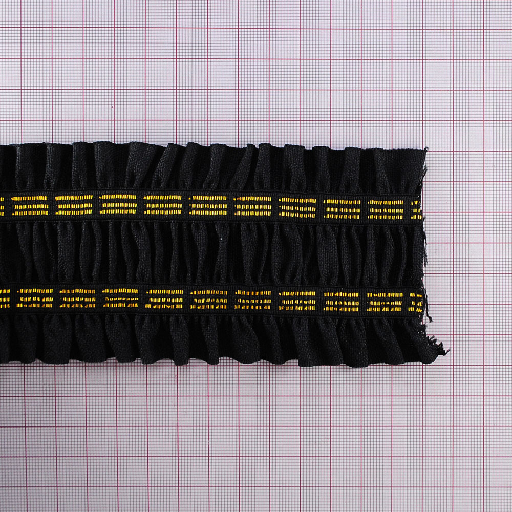 Резинка №49 7см рюш черная, золото, ярд. Резинка