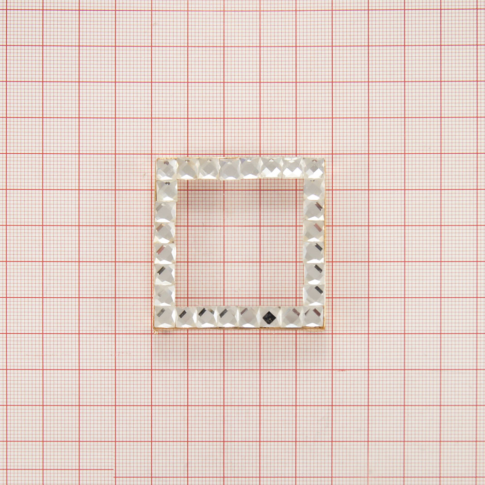 Украшение стекло перетяжка 5A-385 Хрусталь рамка GOLD, белые камни /47мм (38мм). Перетяжка металл со стразами