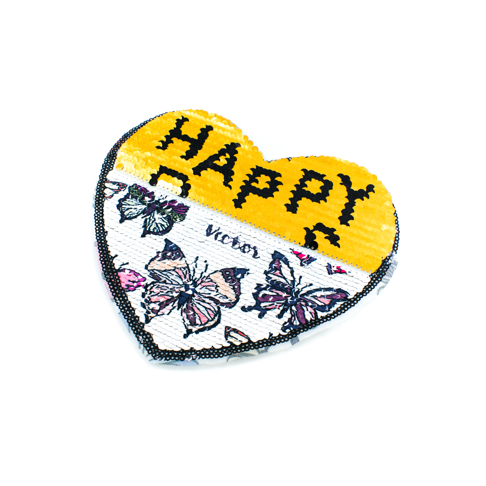 Аппликация пришивная пайетки двусторонняя Сердце Butterfly vector 21*18см цветные пайетки, шт. Аппликации Пришивные Пайетки