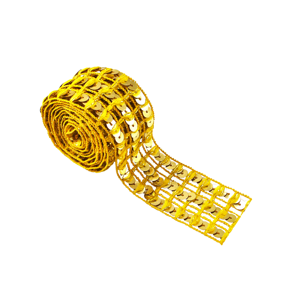 Тесьма пайетки 3,3см № 3/желтые, золото/10м. Тесьма Разное