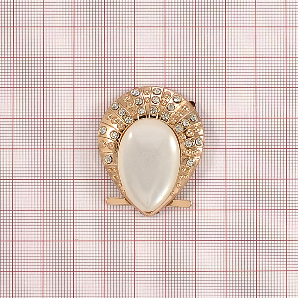 Краб металл 35034 Ореол 35*42мм GOLD, белые камни, шт. Крабы Металл Геометрия Декор