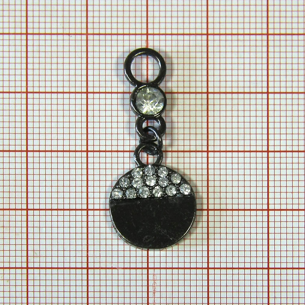 Подвеска металл Таблетка-мелкие камни, пирамида, 1крупный камень, 35мм, BLACK NIKEL, шт. Подвески