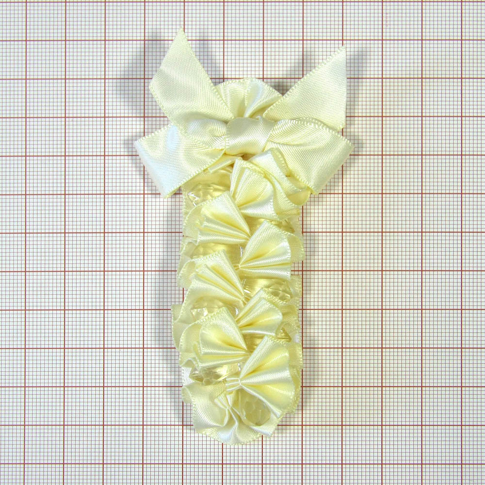 Аппликация декор Подвязка атласно-кремовая, бусины-капля. Аппликация Декор