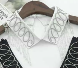 Воротник с декором из камней Серпантин, белый, шт. Воротники