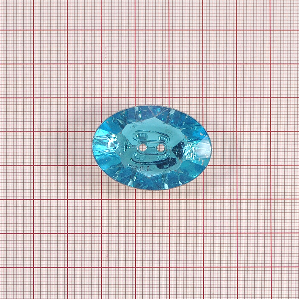 Пуговица акрил 25*35мм кристалл, темно-голубая . Пуговица Акрил, Кристалл