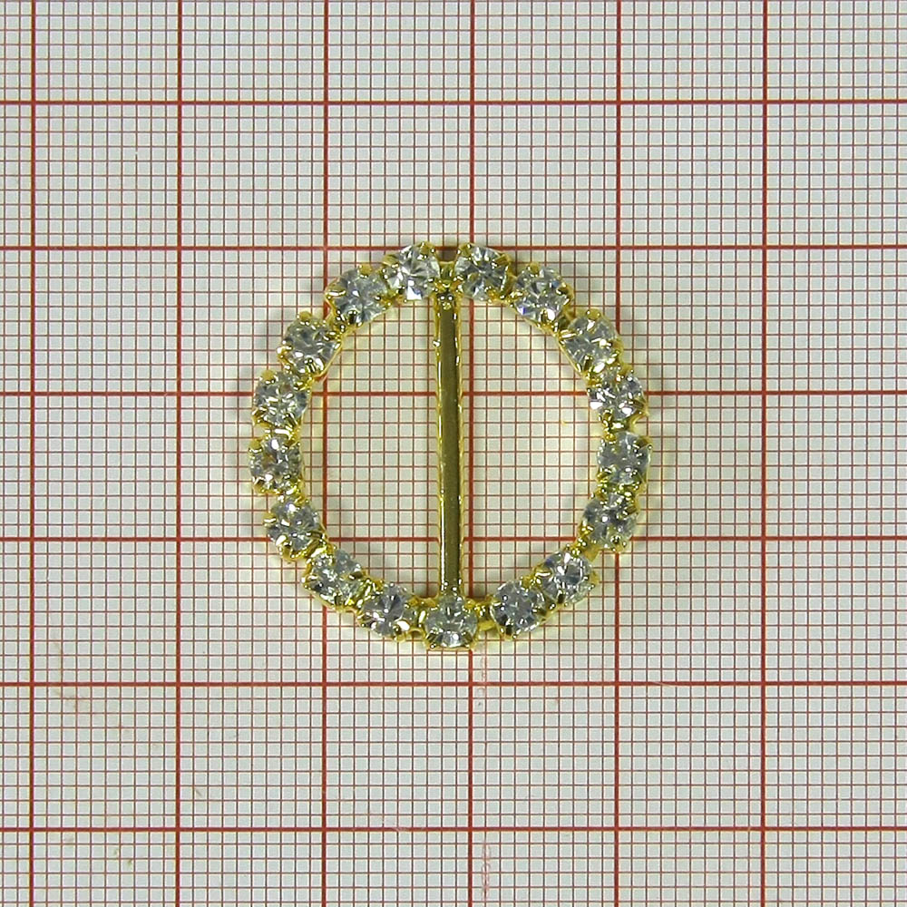 Украшение стеклянное 7105 / А-13 GOLD/ круг маленький. Перетяжка металл со стразами