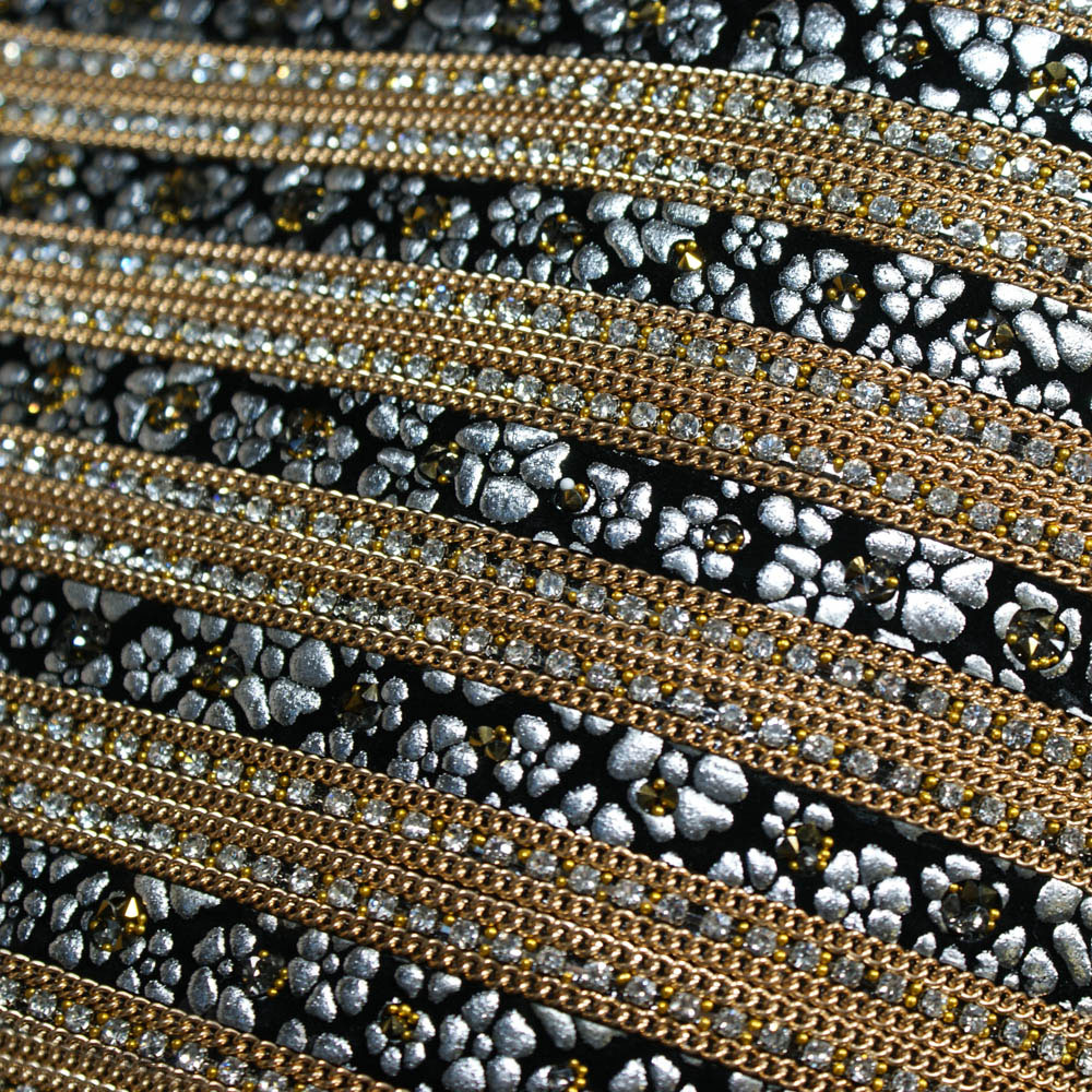 Стразы полотно клеевое №36 Ракушняк серебро GOLD, черная основа, белые камни, топаз, 24*50см, 1лист. Полотна из страз