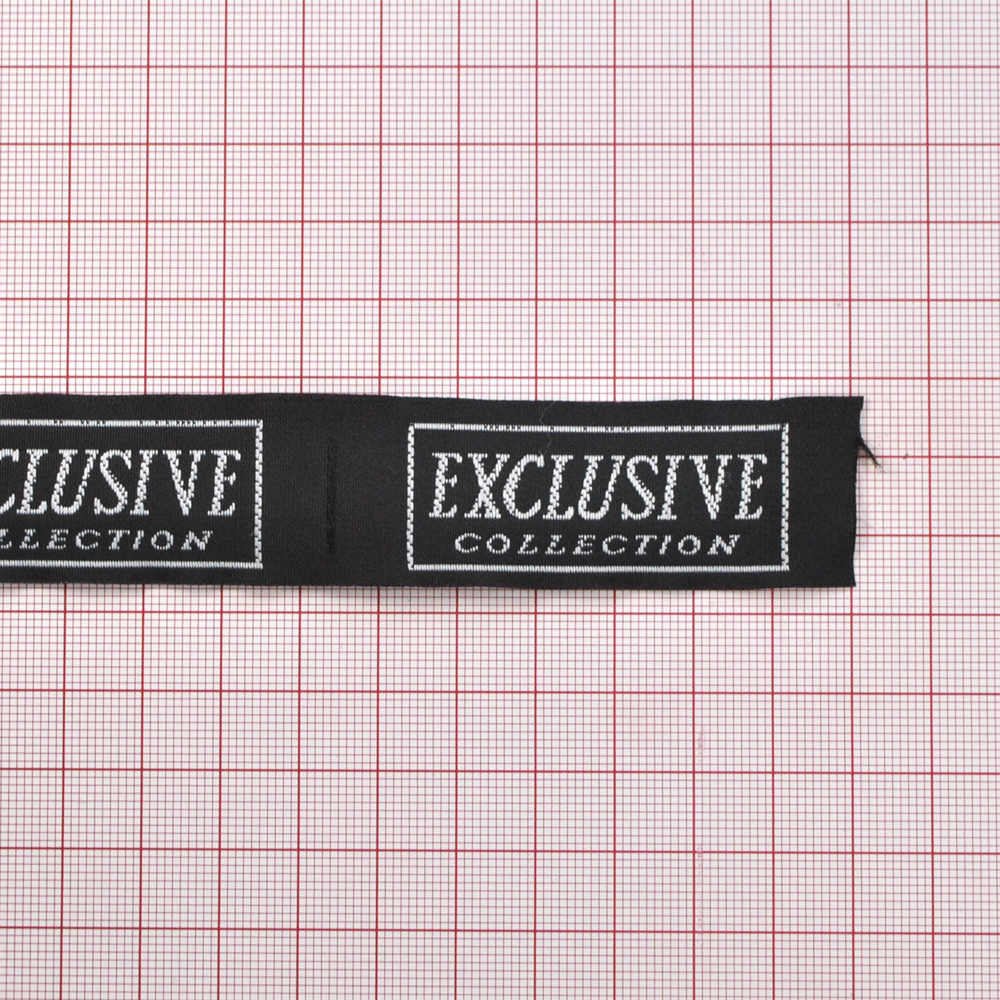 Этикетка тканевая вышитая Exclusive №4 collection 6,8*2,4см /tafta/ . Вышивка / этикетка тканевая