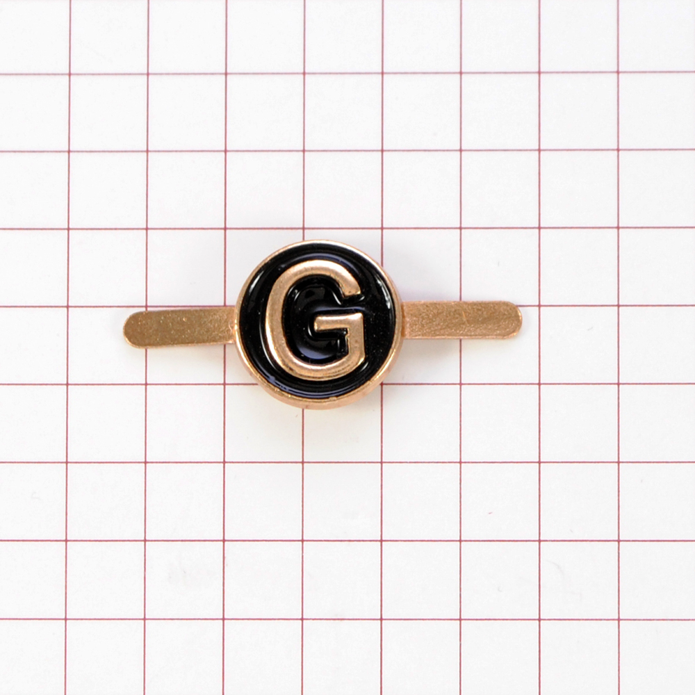 Краб металл буква "G", 1,1*1,1см, золото, черная эмаль, шт. Крабы Металл Надписи, Буквы