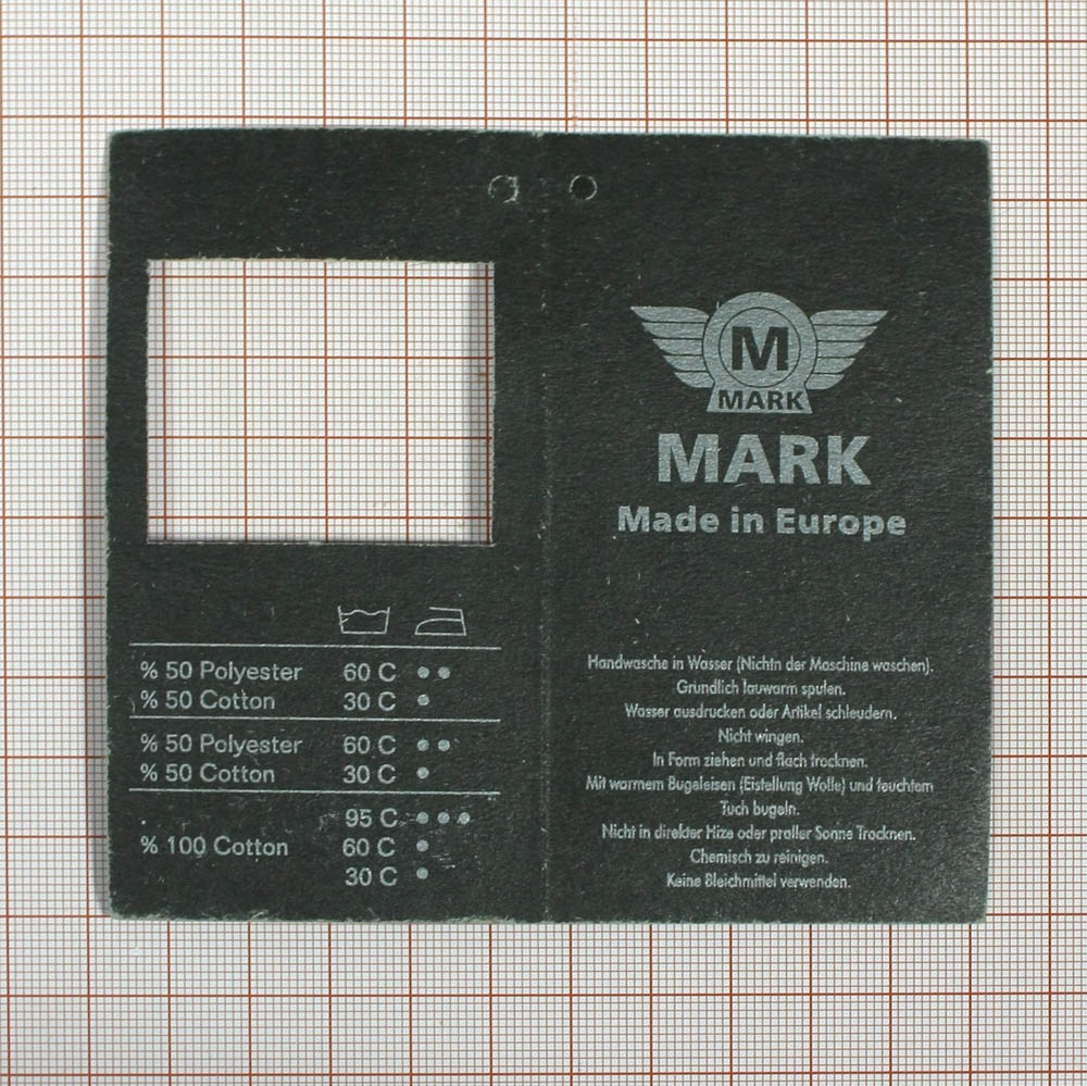 Этикетка бумажная Mark (книжка) черный, серый. Этикетка бумага