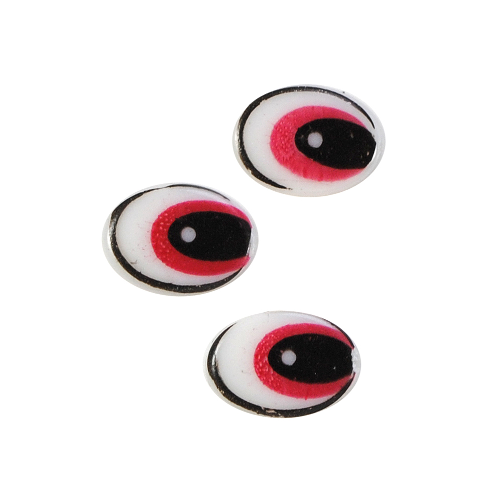Глаз рисованый №16, овал 15*11мм, белый, красн. круглый зрачок , 1тыс.шт.. Глазики рисованные