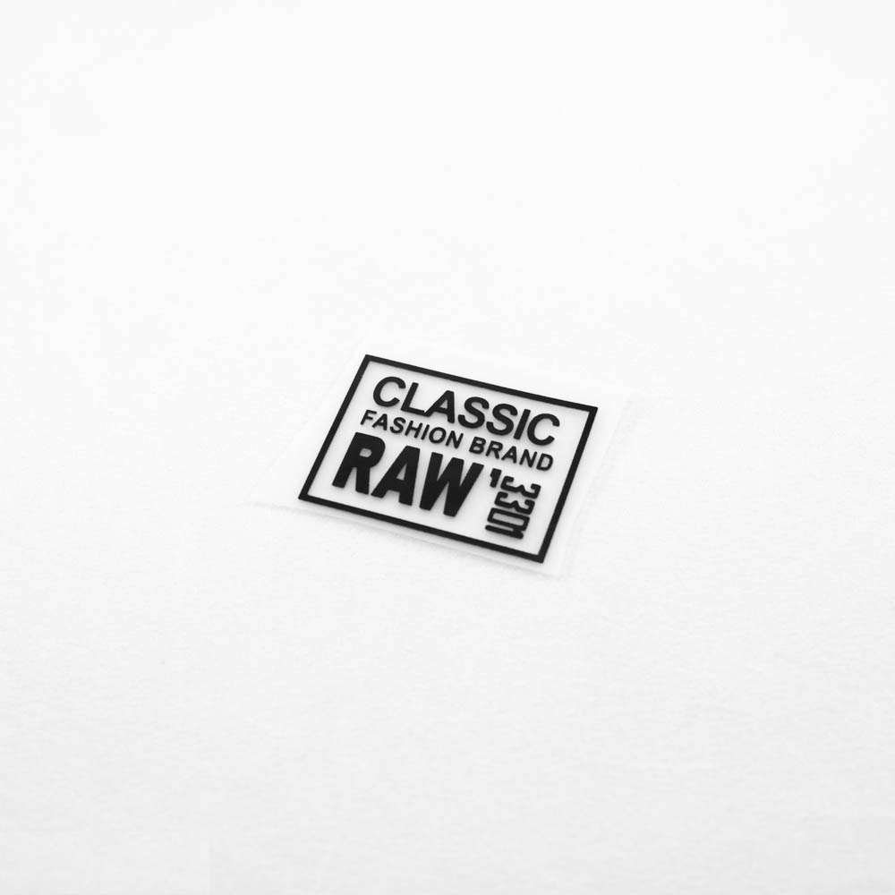 Термоаппликация резиновая прозрачная CLASSIC RAW 33*25мм прямоугольная, черный рисунок, шт. Термопереводки Резиновые, Термопленка