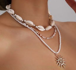 Ожерелье Солнце, 39+5см, золото, белый, бисер, стразы, шт. Украшения