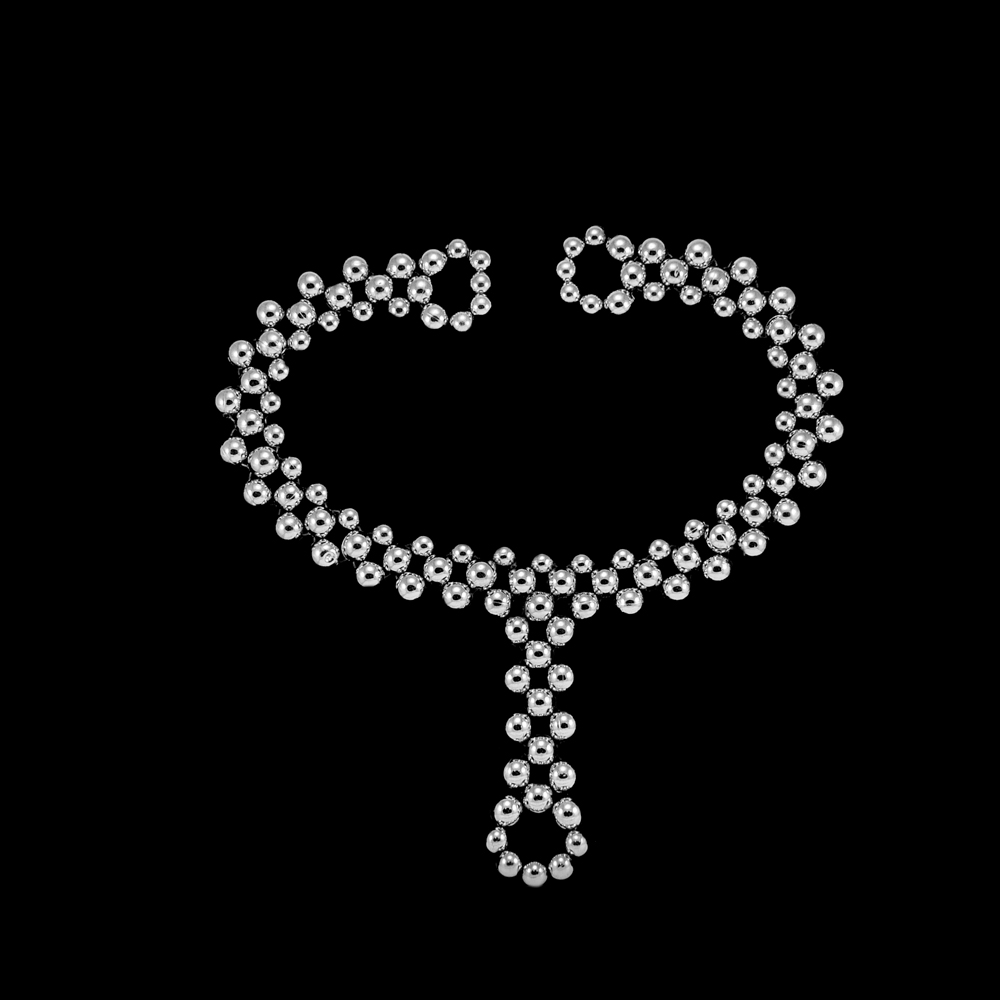 Воротник BS-005 18*24см бусины Серебро, NIKEL, шт. Воротники