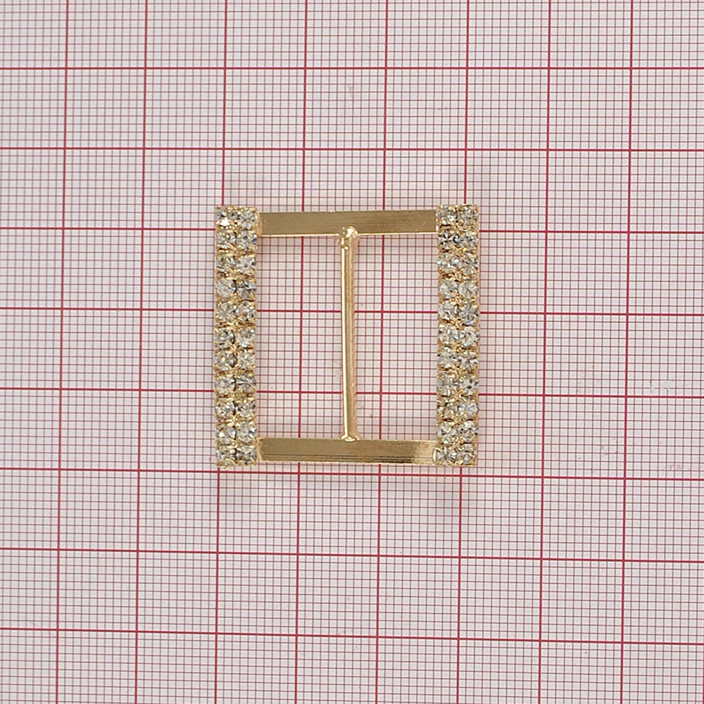 Украшение стеклянное 7603 /А-318 GOLD/ пряжка 2,6см / 2 ряда верхние 11*2, низ 11*2 камни. Перетяжка металл со стразами