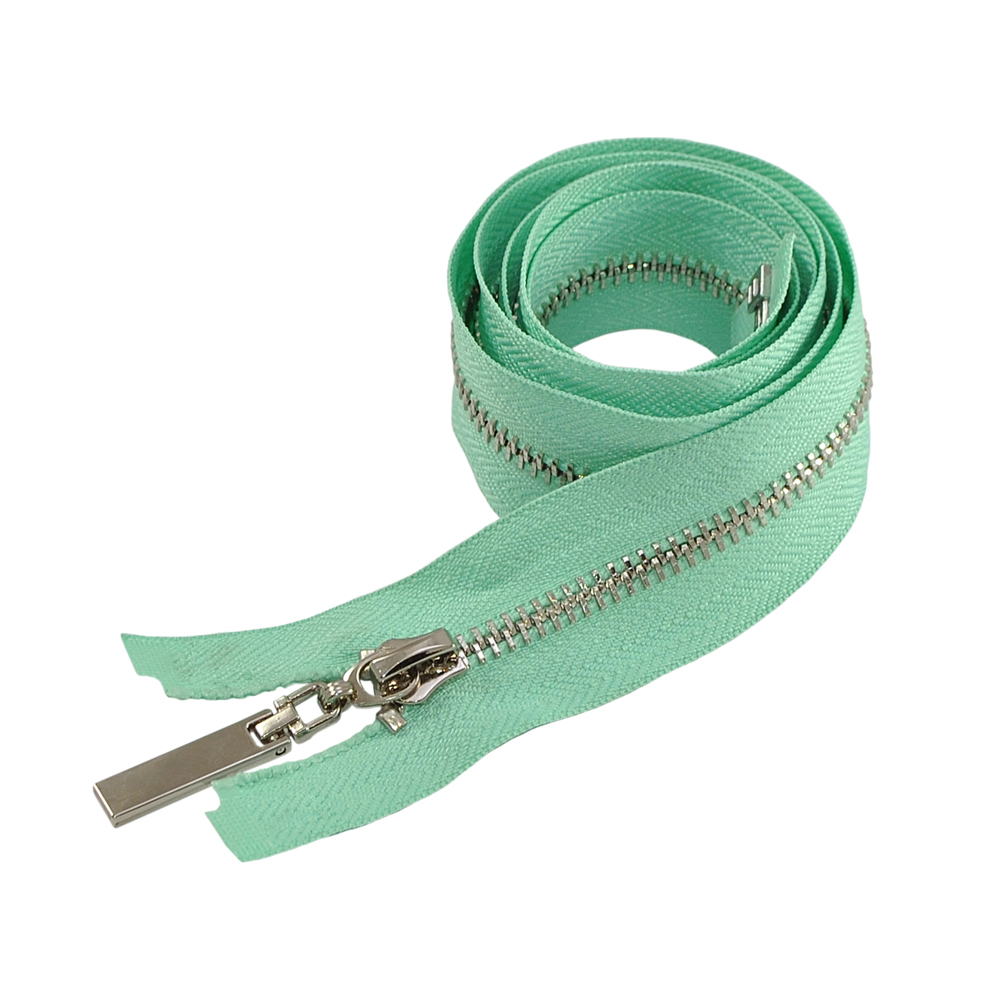 Змейка металлическая №5 85см, О/Е, Nickel и бирюзовая ткань, шт. Змейка Металл