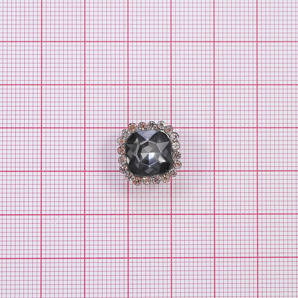Стразы пришивные в металле, оправа из камней, круг, 1*1см, black diamond, шт. Стразы пришивные в металле