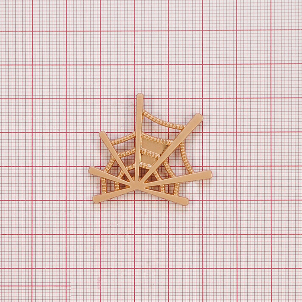 Кнопка металл Паутинка, матовое золото, 35*40мм, шт. Кнопка металл