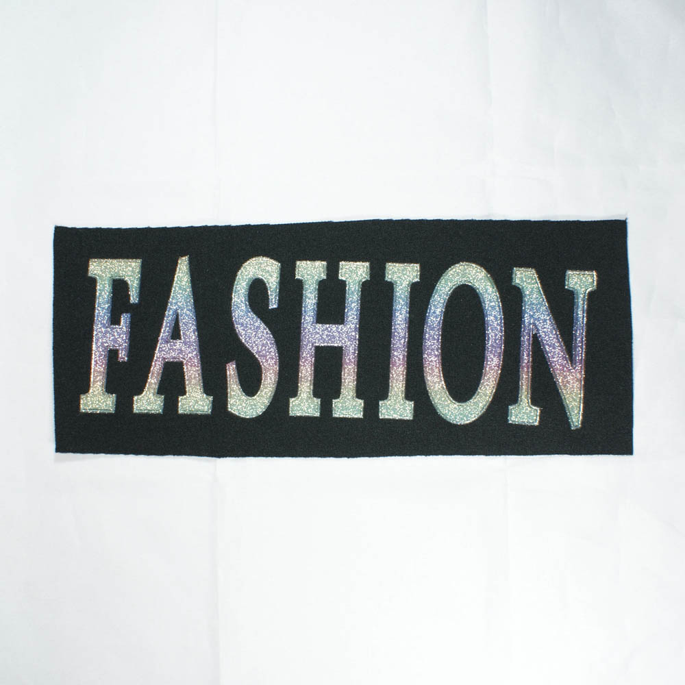 Аппликация пришивная Fashion 24.5*10 см, резиновая накатка, черный фон, цветные буквы, шт. Аппликации Пришивные Постер