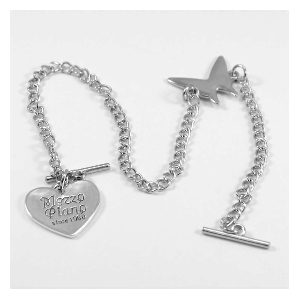 Цепь с подвеской, бабочка и сердце, 27см., подвески 2см., никель, шт.. Подвески