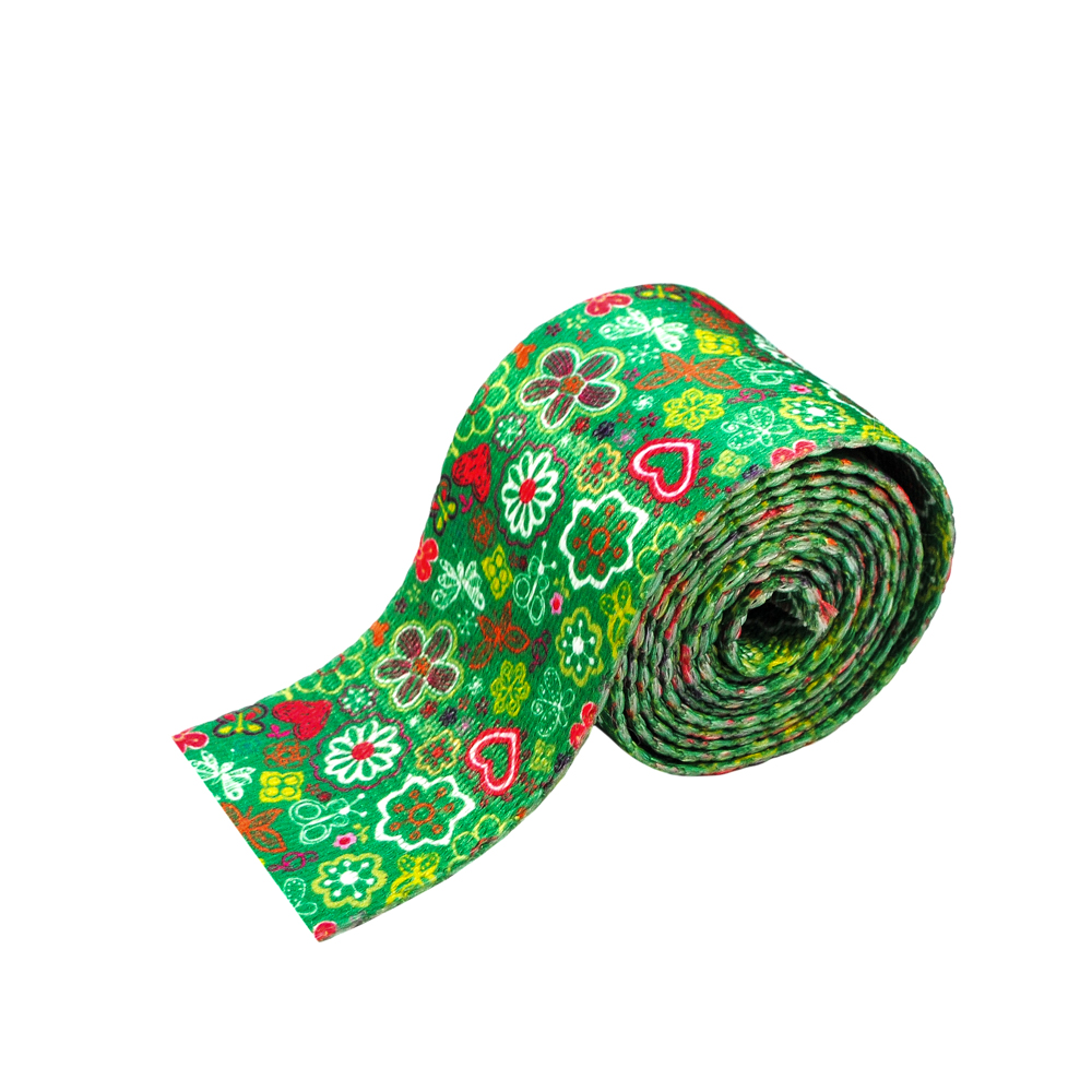 Тесьма Цветы 5см, зеленый, белый, малиновый, фиолетовый, желтый, оранжевый, 50ярд. Тесьма