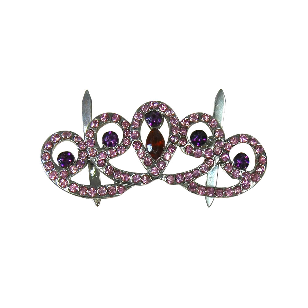 Краб металл Тиара, никель, розовые камни, шт. Крабы Металл Геометрия Декор