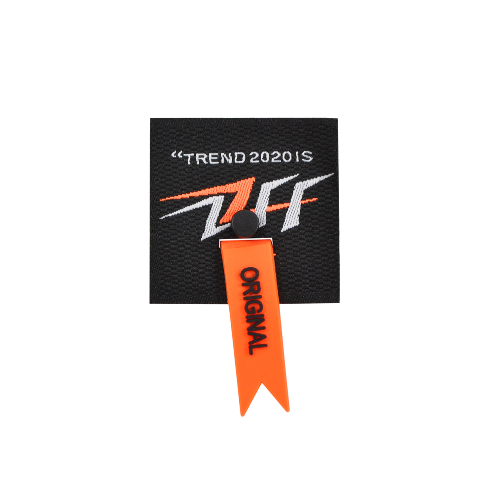 Лейба тканевая с резиновой подвеской TREND 2020, 4*4см, черный, белый, оранжевый, шт. Лейба Ткань