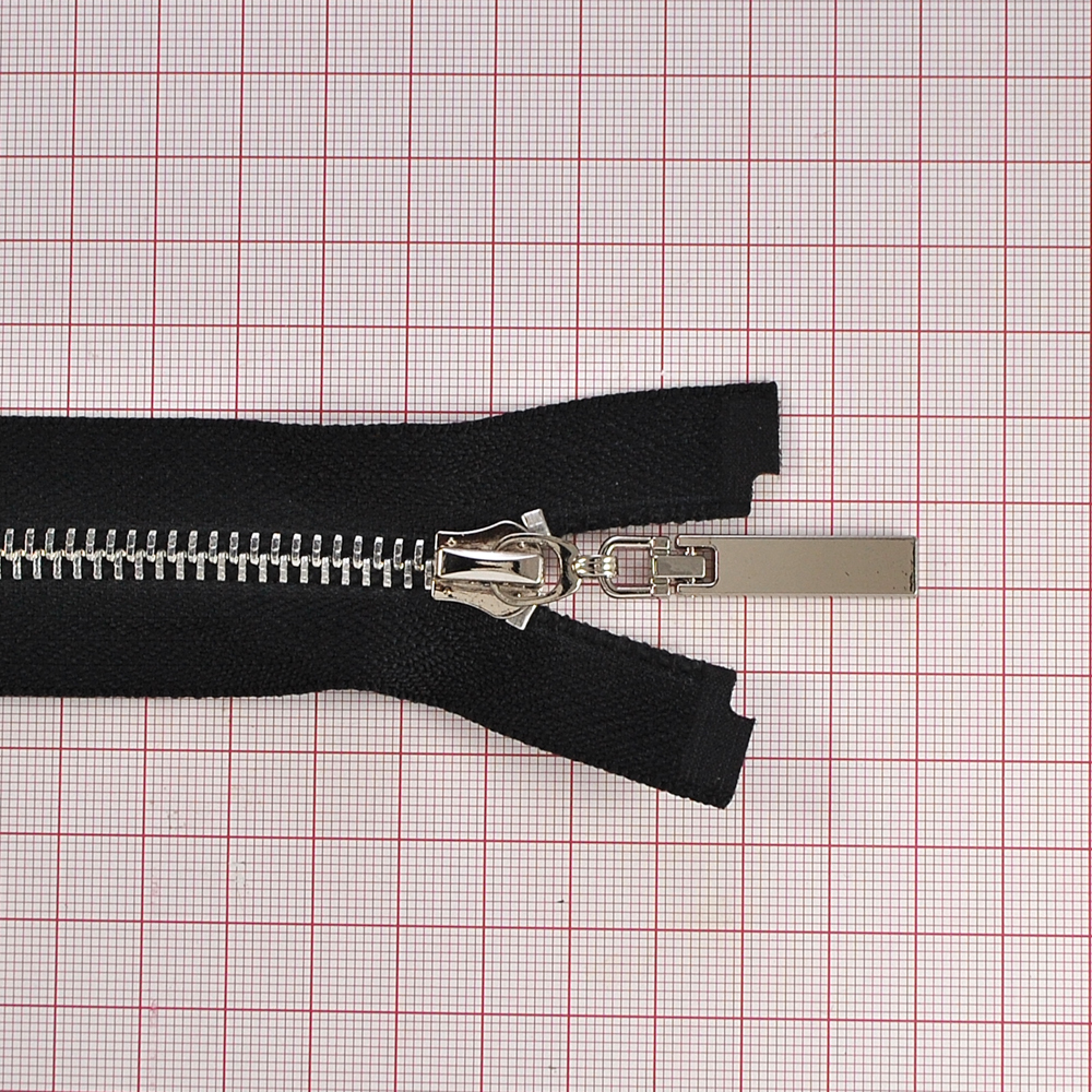 Змейка металлическая №5 80см О/Е NIKEL, черная ткань, двусторонняя, шт. Змейка Металл