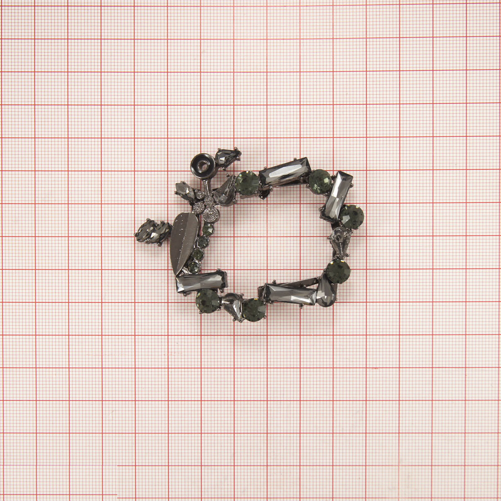 Украшение стеклянное краб Петля Левая 7*5см BN, камни black diamond, черная эмаль. Крабы Металл Геометрия Декор