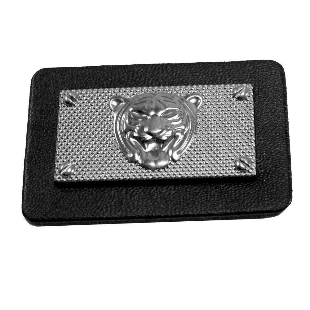 Лейба кожзам и металл Тигр, 4,6*3,2см, черный, блек никель, шт. Лейба Кожзам