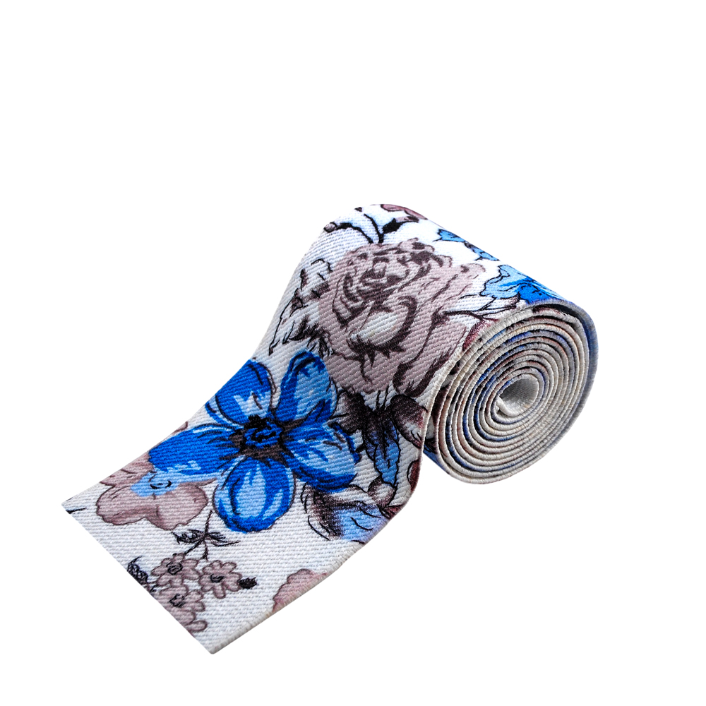 Резинка №43, 7см, Цветы, белая, ярд. Резинка