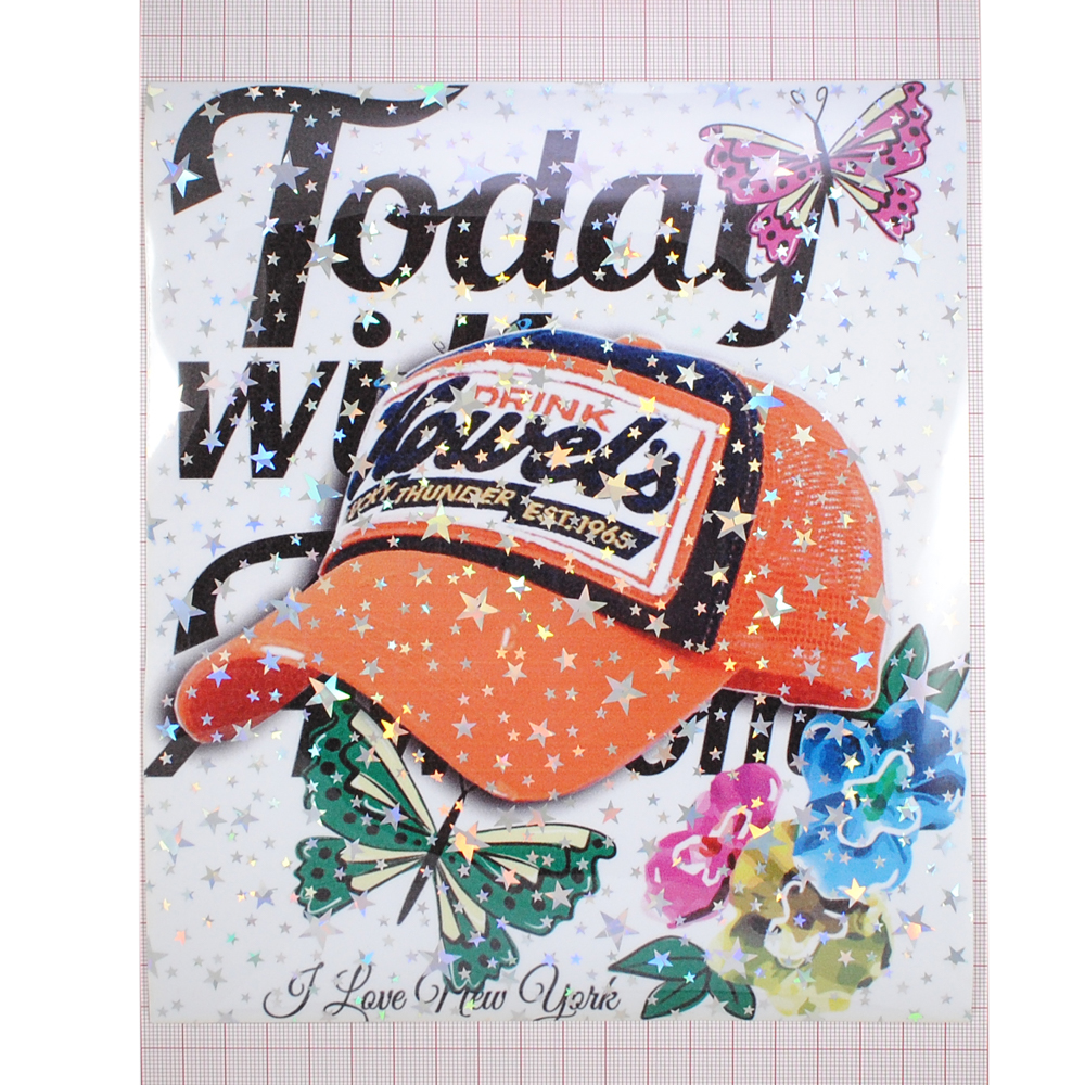 Аппликация клеенка пришивная Кепка Toda, 19,5*22,5см, красный, белый, черный, звезды хамелеон, шт. Аппликации Пришивные Резина, Силикон