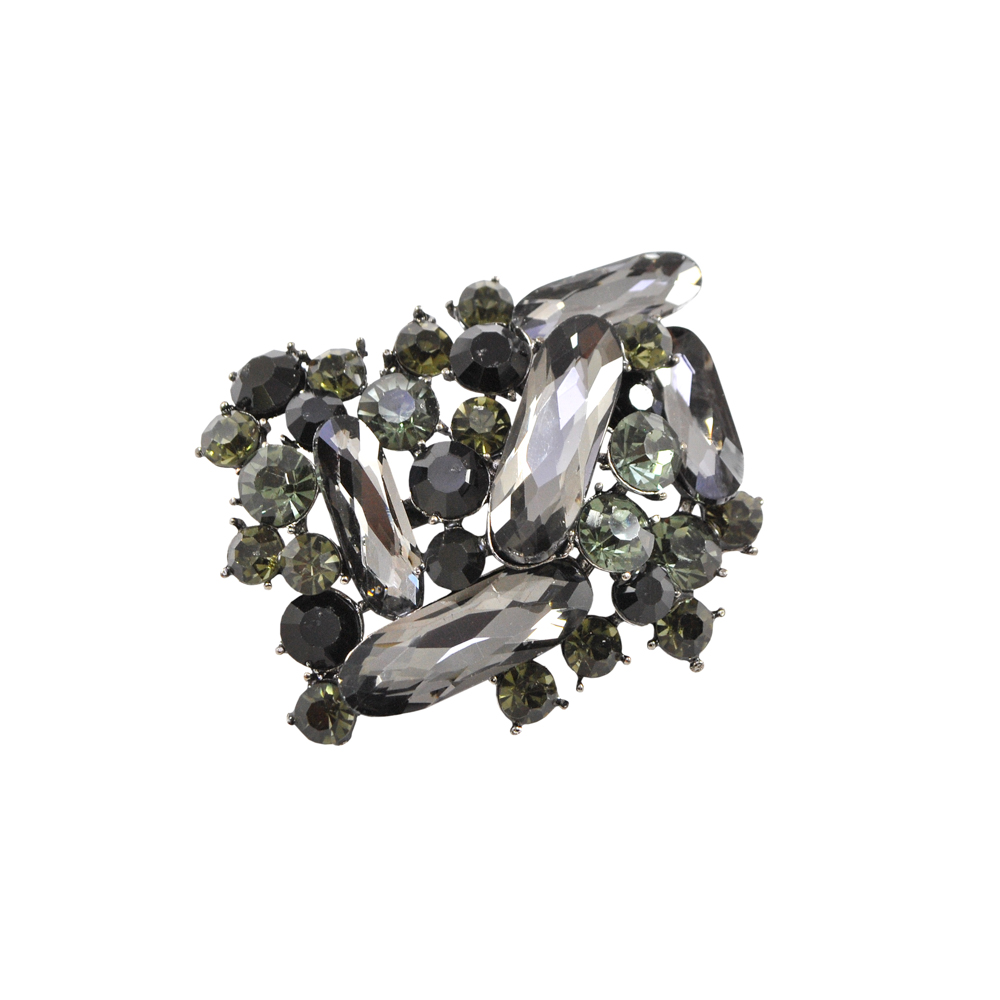 Краб металл Горка Левая 6*4,5см BN, black diamond, черные камни. Крабы Металл Геометрия Декор