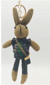 Подвеска брелок Заяц с сумкой, 18см, бежевый, синий, зеленый, красный, черный, шт. Подвески