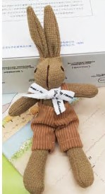 Подвеска брелок Заяц с бантом, 19см, бежевый, белый, коричневый, черный, шт. Подвески