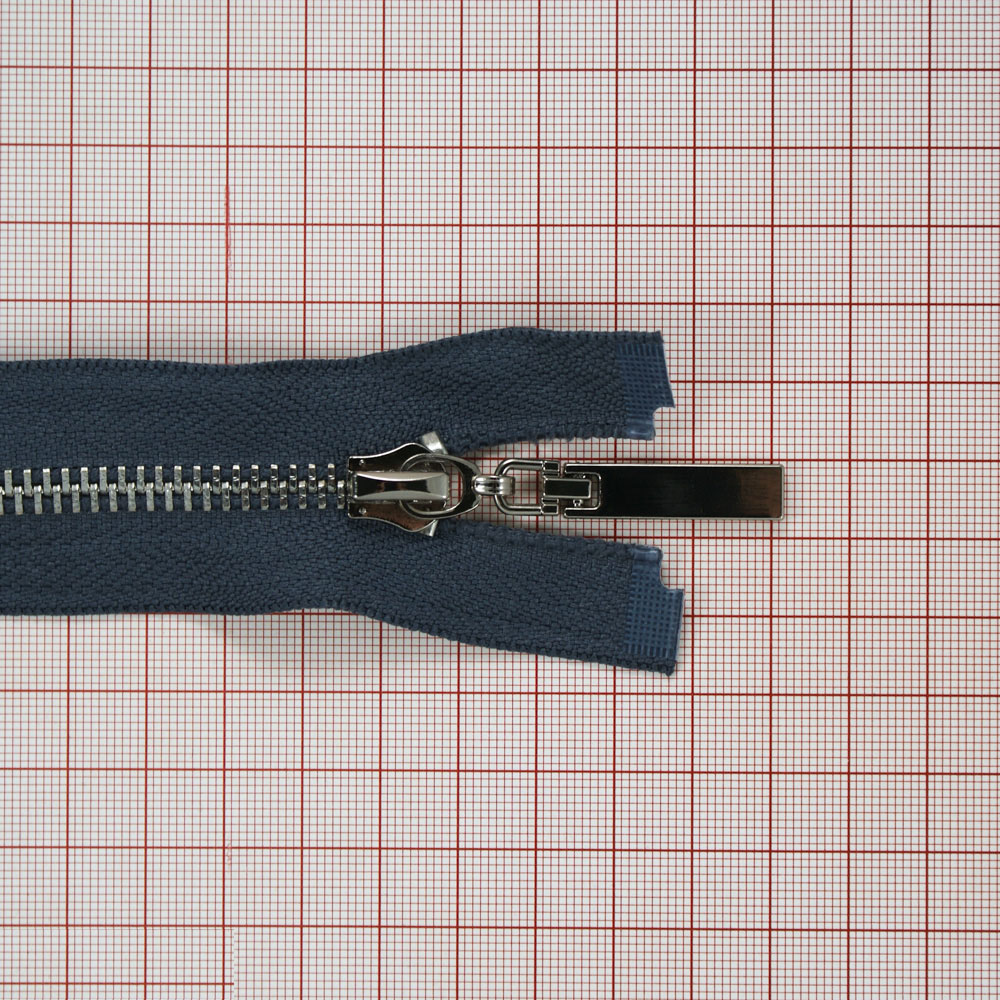 Змейка металлическая №5 85см, О/Е, Nickel и темно-серая ткань, шт. Змейка Металл