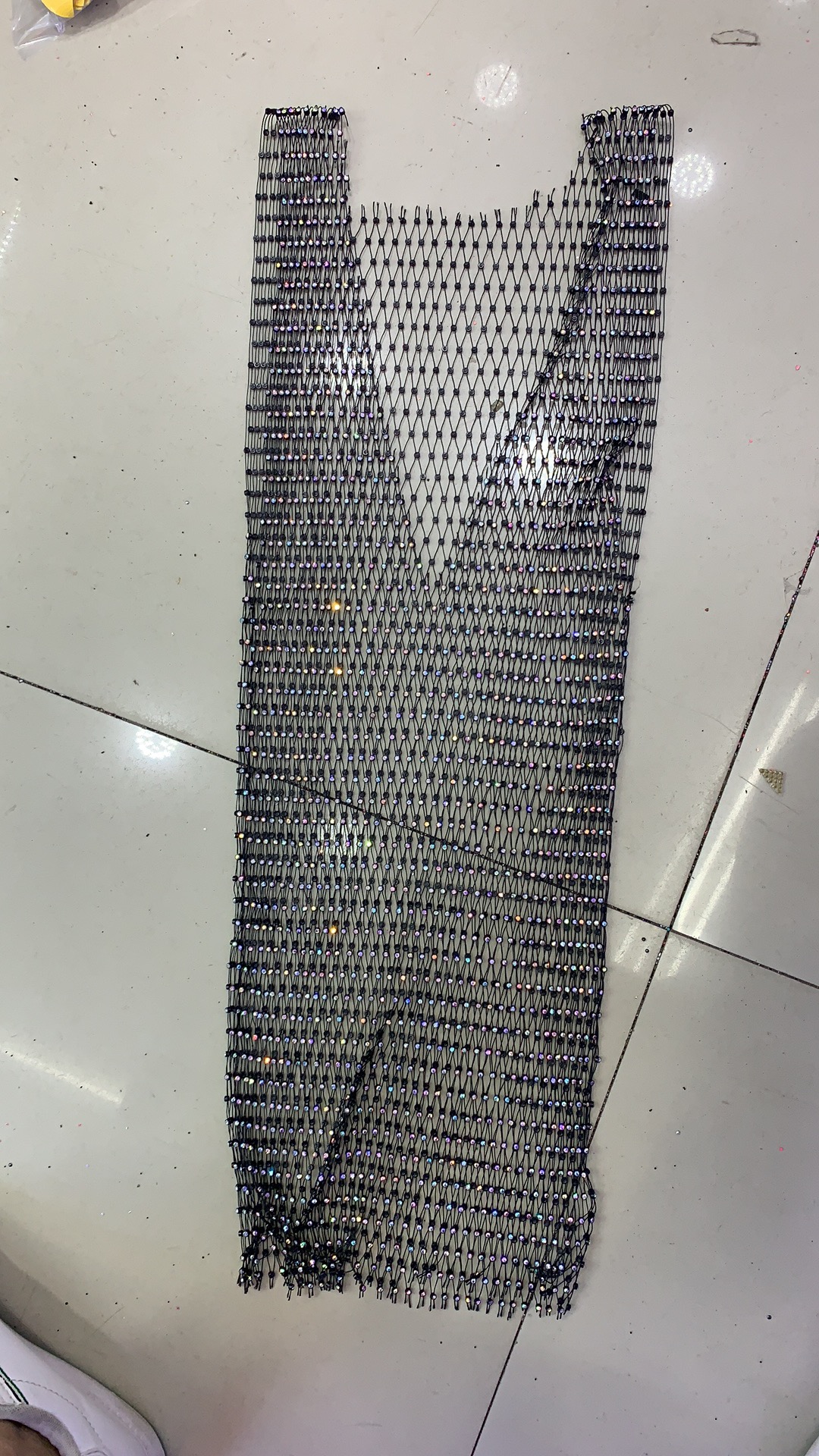 Сеть-майка со стразами SS8, 65см черный, crystal AB, шт. Сеть со стразами