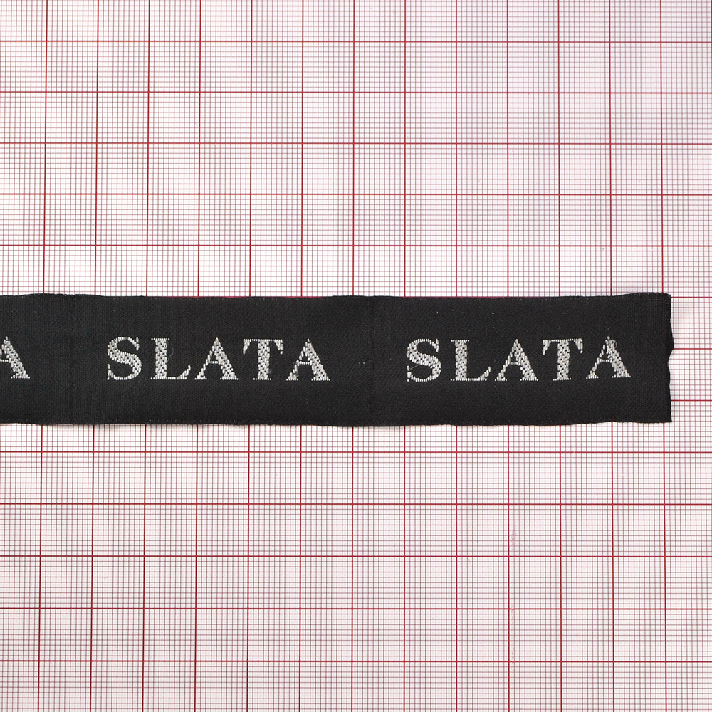 Этикетка тканевая вышитая Slata №2 /2,5 см /. Вышивка / этикетка тканевая