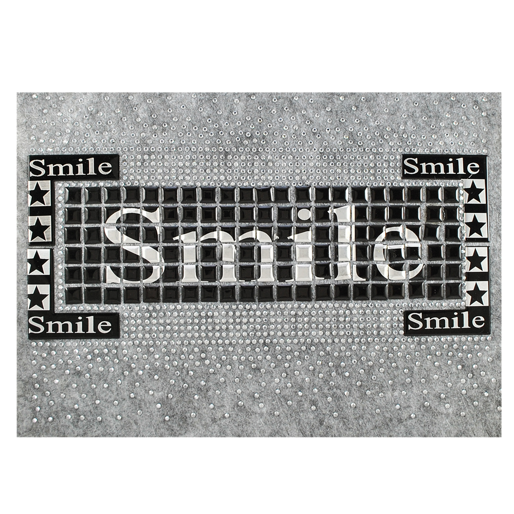 Термоаппликация из страз Smile 19,5*1,5см серебро, черный, шт. Аппликации клеевые Рисунки из страз