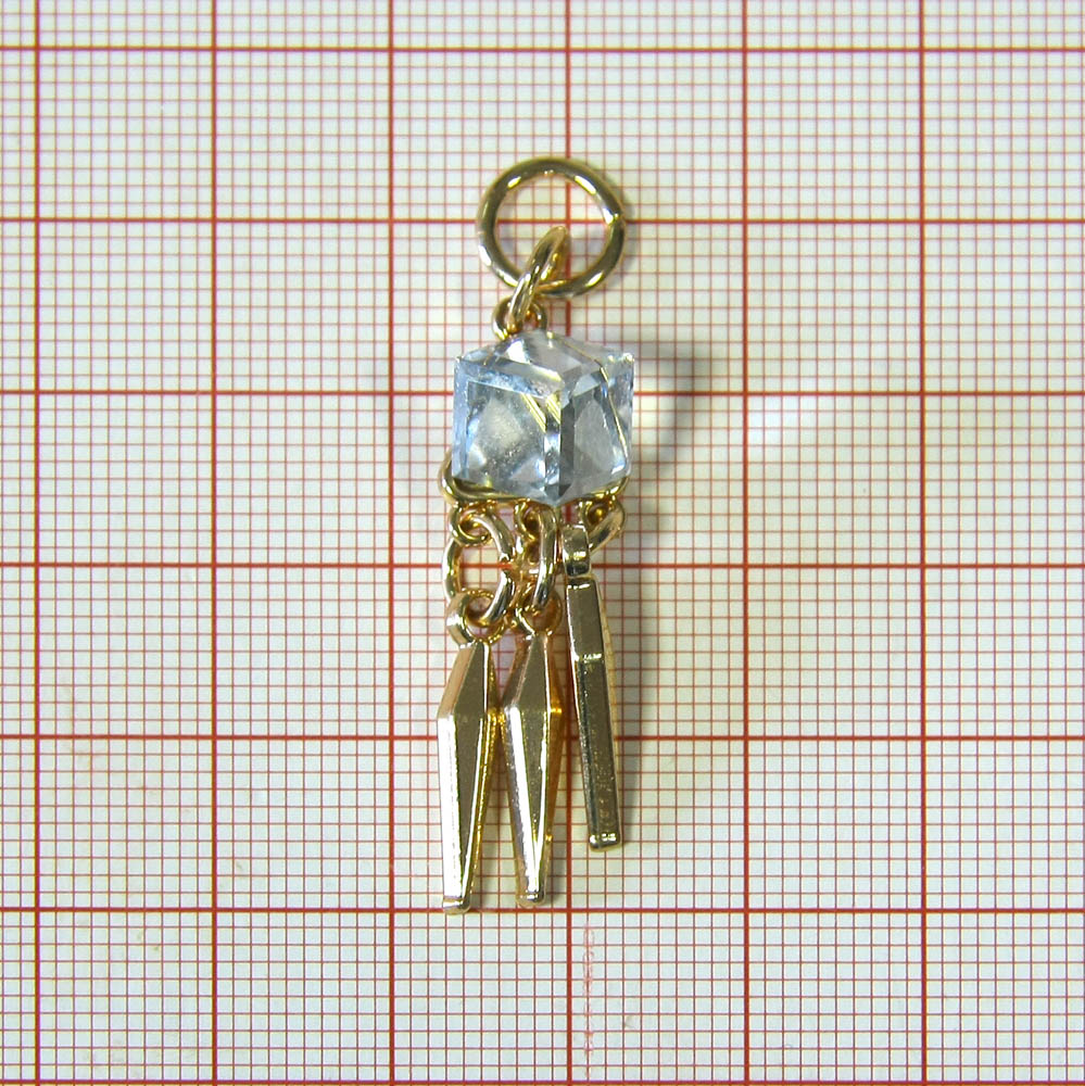 Подвеска металл HX- 019 Коготки, 42мм GOLD, белый камень КУБИК, шт. Подвески