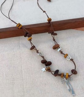 Ожерелье Бант, 41-50см, коричневый, стразы,  шт. Украшения